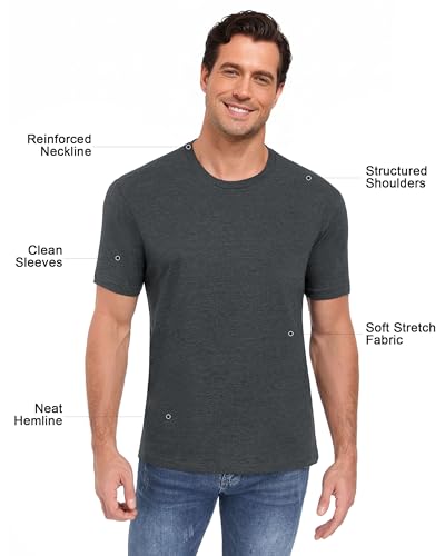 Image of Mens T-Shirts Crew Neck Shirts Athletic Fitted Plain Basic Tees Soft Cotton Blend Comfort T Shirts for Men