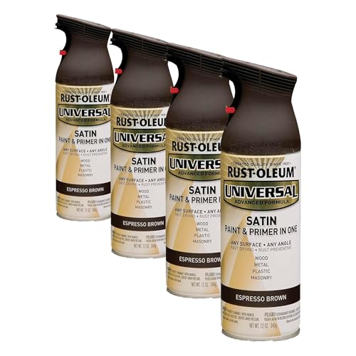 Image of Rust-Oleum 247570 Universal All Surface Spray Paint, 12 oz, Satin Espresso Brown (Pack of 4)