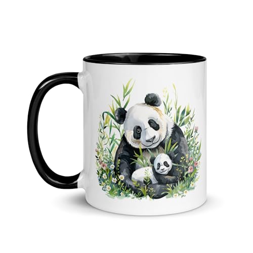 Chatcripant Mug Panda Bambou – Tasse Café Thé 325 ml – Illustration Panda Nature – Animaux Mignons – Idée Cadeau – Mug Céramique (Panda et son...
