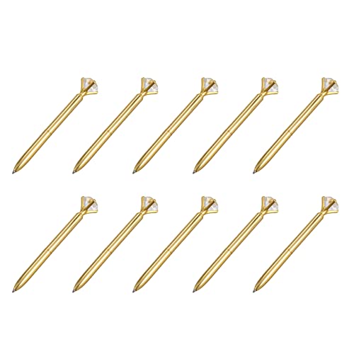 Txeian 10X 大きなダイヤモンド黒い替え芯付き ファッション学校事務用品、可愛いボールペン 合金のボールペン ゴールデン