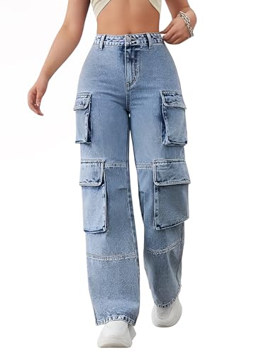 Image of CHKOKKO Women High Rise Denim Solid Regular Fit Jeans