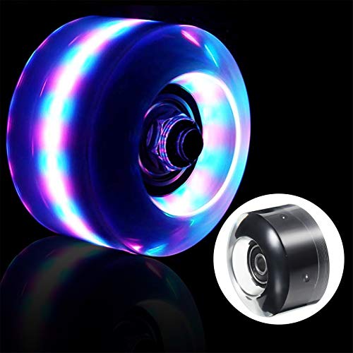image for Sumind 4 Piece LED Roller Skate Wheels Luminous Quad Skate Wheels Outd