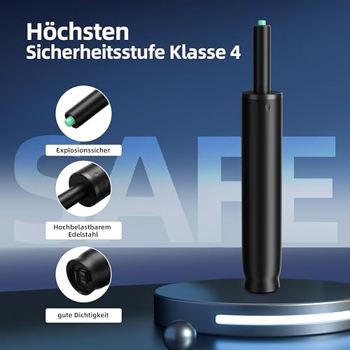 Mastery Mart Gasdruckfeder für Bürostühle, Länge 251mm - 346mm Gasdruckfeder, Gasdruckdämpfer Belastbar bis 450 kg, Bürostuhl Ersatzteile, TÜV, Klasse 4, Universelle Passform (Schwarz, Nicht für 1KEA)