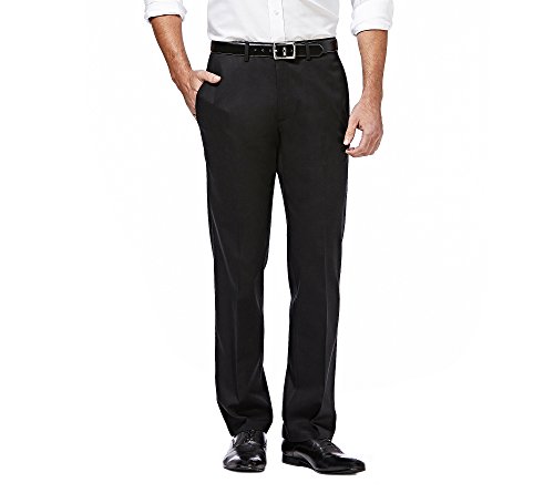 Haggar Men's Premium No Iron Khaki Stretch Straight Fit Flat Front Pant Black 32x29