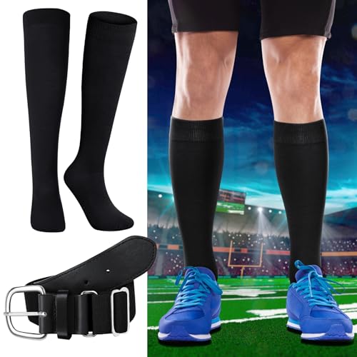 Image of Haysandy Baseball or Softball Sock and Belt Combo Set 5 Football Baseball Socks with Softball Belt for Kids Youth Boys