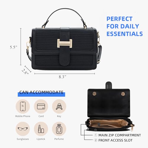 Crossbody Purses for Women - Small Leather Woven Handbags & Shoulder Bag with Adjustable Strap for Daily Essentials​2
