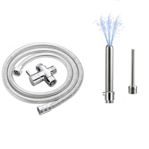 Shower Enema System with 79 Inches Hose Shower Douche Enema Kit with 2 Bathroom Handheld Nozzles and Regulator Knob for Men Women Cleaning Enema Nozzle Kit Cleaner Attachment