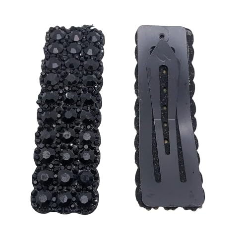 2 Pinzas para Cabello Rectangulares Negras con Piedras de Strass para Mujeres y Niñas, Clips y Broches de Peinado Coreanos miniatura 3