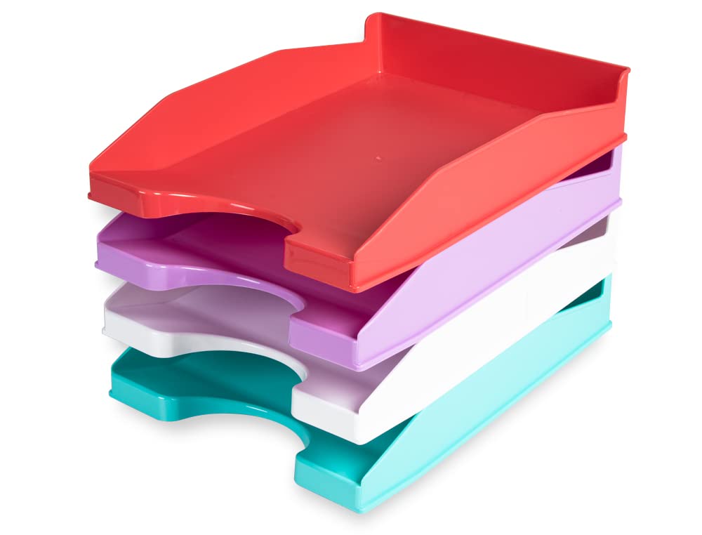 Ecogreen Office Paper Bandejas de Oficina Apilables 6 Piezas Organizador Escritorio Blanco Pastel