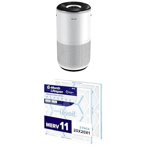 Image of LEVOIT Air Purifiers for Home Large Room Core 400S-P, White + LEVOIT 20x20x1 Air Filter, MERV 11, 6-Month Pleated 1-Inch Electrostatic AC Furnace Air Cleaning Filter, 2 Pack