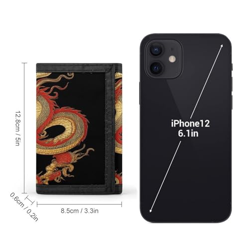 High Capacity Asian Tattoo Dragon Art Wallet for Women, Wallets with ID Pockets And Key Chain, Slim Trifold Wallet for Outdoor Travel2