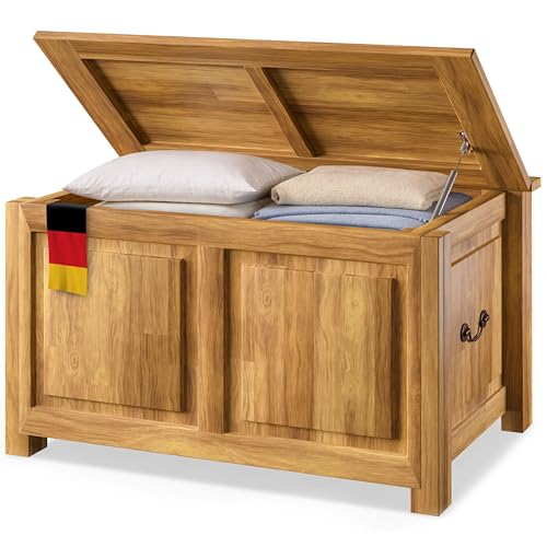 Deuba Coffre en Bois Massif 85x44x48 cm Malle de...