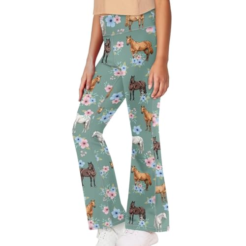 Image of Girls Flare Leggings Cute Bell Bottoms for Teen Girls Wide Leg Sweatpants for 5-14 T