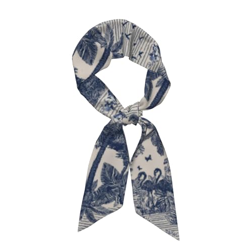 Silk Scarf Women Fashion Head Neck Skinny Scarf Printed for Hair Handbags Bag Dress 47.2”x3.1”