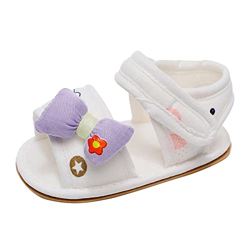 Infant Girls Bowknot Open Toe Cartoon Prints Shoes First Walkers Shoes Summer Toddler Flat Size 4 Toddler Girl Sandals
