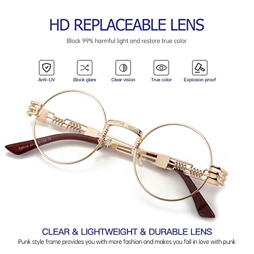 GYsnail Make the world clear Round Polarized Steampunk Sunglasses Men, Circle Metal Frame, Hippie Shades4