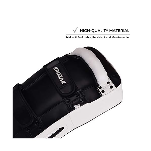 Kruzak-Muay-Thai-Kick-Pad-for-Training-Kicking-Strike-Shield-for-Kickboxing-Martial-Arts-Sparring-Taekwondo-Muay-Thai-MMA-Karate-and-Combat-Sports-Sold-as-Single Kruzak Muay Thai Kick Pad for Training, Kicking Strike Shield for Kickboxing Martial Arts Sparring Taekwondo Muay Thai MMA Karate and Combat Sports (Black/White, Single Pack)