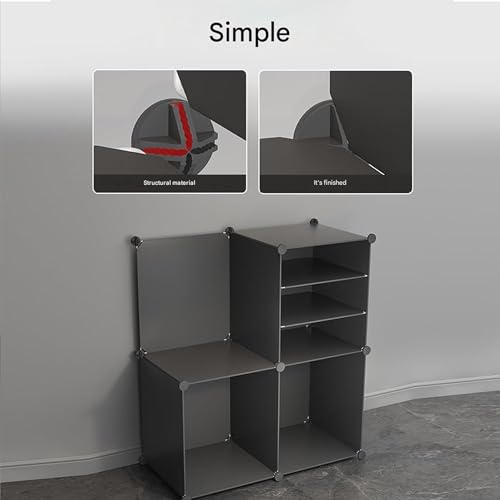 Image of AYSIS 18 Shelf DIY Shoe Rack Box Organizer ^ Multi-Purpose Plastic Shoe Rack for Home, PP Plastic Home Rack with Door for Entryway, Chappal Slipper Shoe Stand【Grey, 18-Shelf-6-Door】