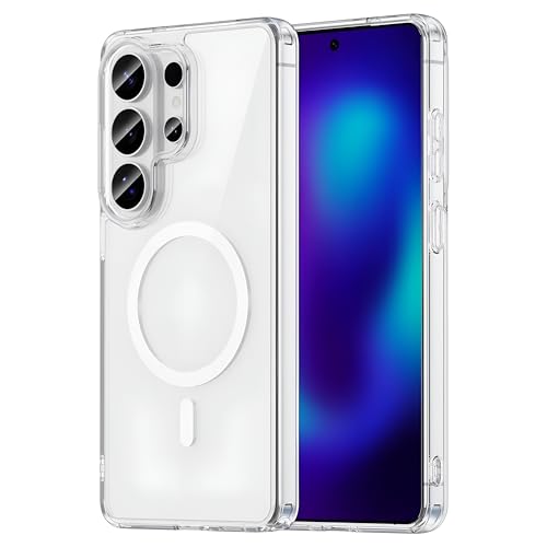 Image of Clear Case for Samsung Galaxy S26 Ultra with Magnetic Ring Compatible with MagSafe, Hybrid Shockproof Transparent Back Cover (Hard PC Back + Soft TPU Bumper)