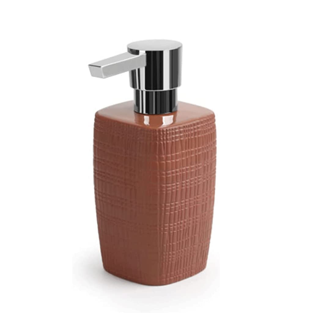 NZPOST Distributore di Sapone Ricaricabile Distributore di Sapone con Pompa per Bagno Distributori di lozione in Ceramica Distributore di Sapone Rettangolare Ricaricabile da 13 Once (Redabrown)