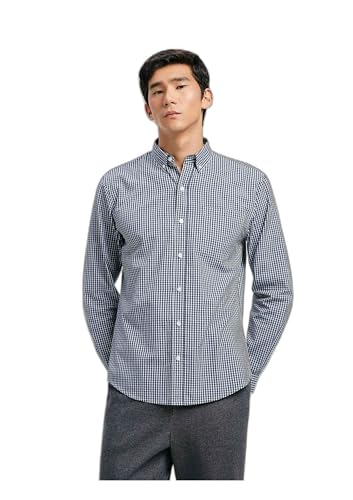 Camisa Básica Masculina Manga Longa Slim Xadrez - Azul P