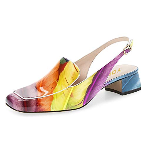 Image of YDN Women Closed Square Toe Block Low Heels Slingback Formal Loafer Dressy Shoes Office Lady Pump Size 4-15 US
