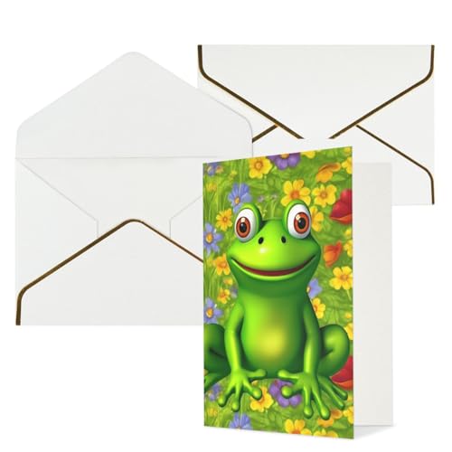 STVYUKL O[eBOJ[h t Thinking of You Card Frog Happy Birthday  ҏ 󔒂̃J[h @ 4x6