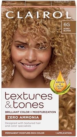 Clairol Textures & Tones Permanent Hair Dye, 6G Honey Blonde Hair Color, Pack of 1