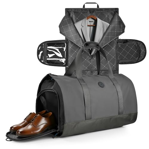 [travel inspira] ガーメントバッグ ビズネス 旅行用 乾湿分離 コンバーチブル衣類バッグ スーツ収納/靴収納ダッフル スーツカバー 型 くずれ防止 ボストンバッグ 防水 防塵ショルダーバッグ 出張 就活 スポーツ ジム グリーン