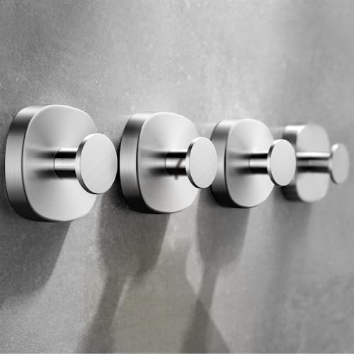 ZUNTO Handtuchhalter Ohne Bohren, 4 Stück Edelstahl Handtuchhalter für Bad & Küche, Vakuum Kleiderhaken - Saugnapf Haken, Bohrfrei, Verstellbar und Wiederverwendbar, Rückstandsfrei