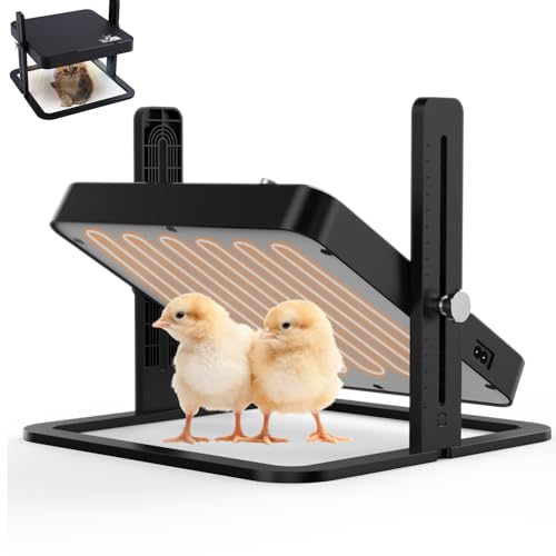 HOWOOIUA Upgraded Chicken Brooder Heating Plate with Adjustable Height & Angle, Thermostatic Control Chick Warmer Pad for Ducklings, Quail, and Birds (Temp-Adjust Brooder Heater) (Temp-Adjust)