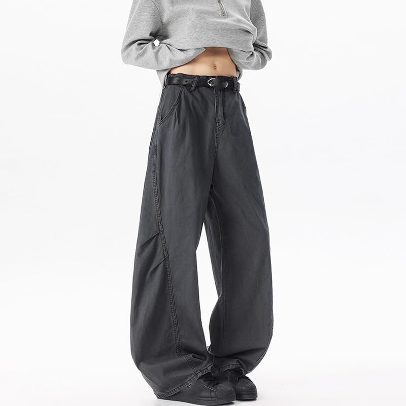 Men's American Retro Straight Leg Denim Jeans Workwear Wide Pants4