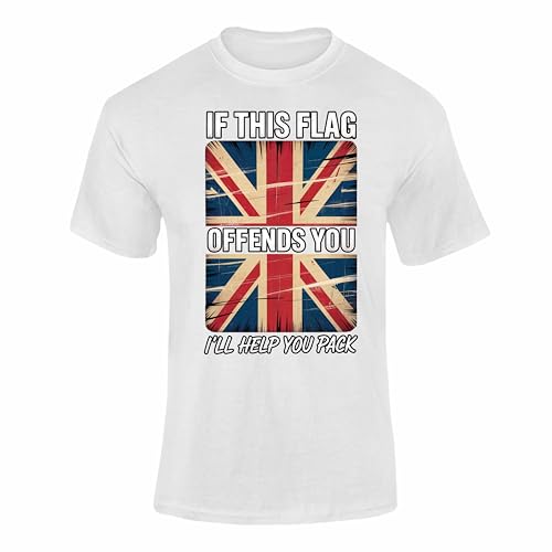 Image of Union Jack T Shirt – British Flag Clothes Top, Union Jack T Shirts for Men, Women & Kids with Butterfly Design Style 4 White XX-Large