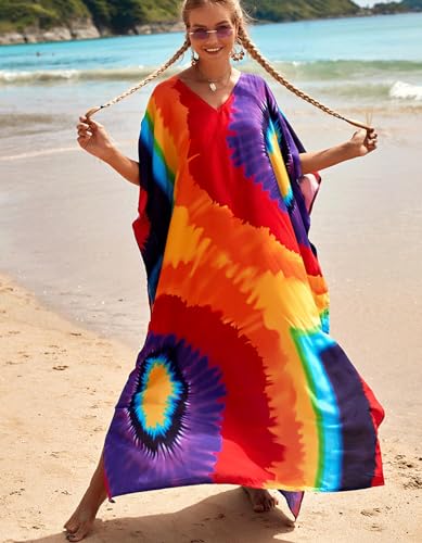 Image of NFVNKJ Women's Plus Size Beach Lounge Kaftan Maxi Dress Swimsuit Coverup for Women