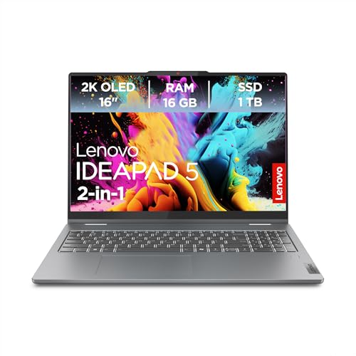 Lenovo IdeaPad 5 2-in-1 AI Laptop | 16' 2K Touch OLED Display | AMD Ryzen 7 8845HS | 16GB RAM | 1TB...