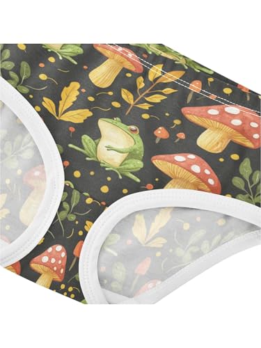 ZZKKO Frog Mushroom Leaves Girls Underwear Toddler Panties for Girls Comfort Brief Size 2-8T4
