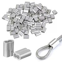 Forbabe 100 Stück Quetschhülsen 3mm Aluminiumhülsen Doppelhülsen Würgeklemmen Alu Klemme Seilklemmen 3mm (3MM)