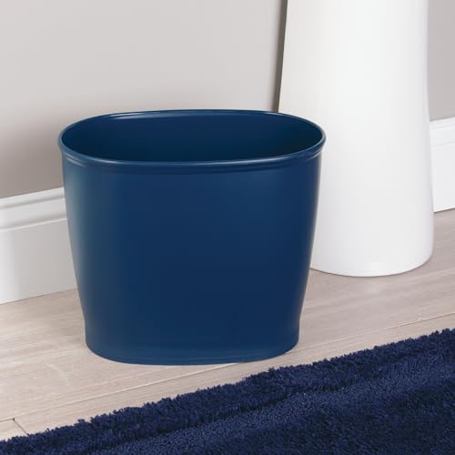 Image of iDesign Slim Plastic Bathroom Trash Can, 2-Pack, Navy | Small Garbage Bin, For Bedroom, Office, Desk, Dorm