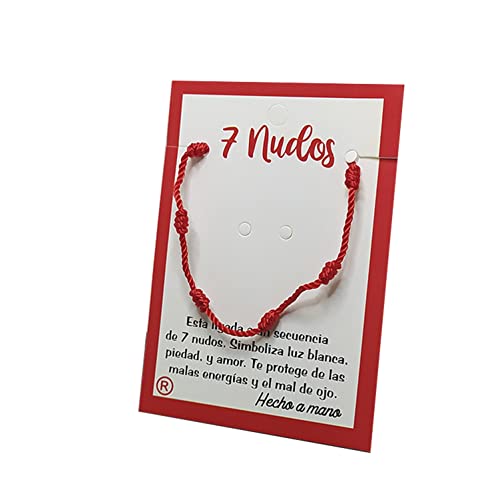 Pulsera 7 Nudos Roja Pack 2 Unidades | Amuleto del Kabbalah | Pulsera Hilo Rojo Del Destino Para Parejas | Cordon 7 Nudos De Hilo Rojo | Suerte, Proteccion y Mal De Ojo | Unisex y Ajustable