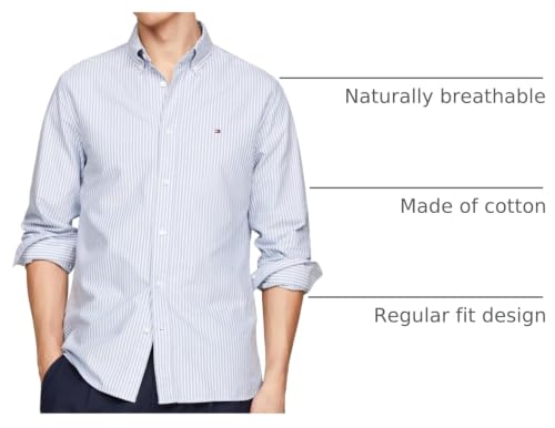 Image of Tommy Hilfiger Men's Long Sleeve Oxford Shirts in Regular Fit, Men's Button Down Shirts, Also Available in Big and Tall