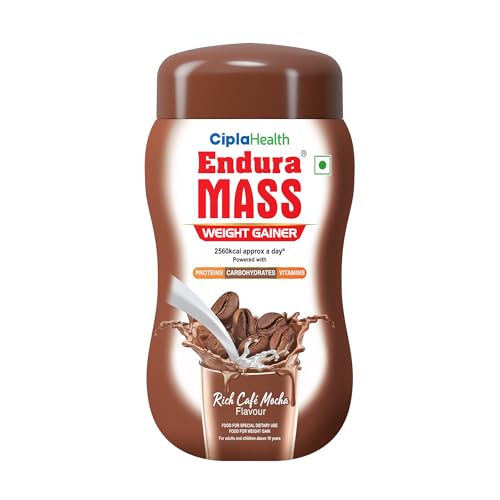 Image of Endura Mass Weight Gainer Powder 550 G Cafe Mocha Flavour|Unique Blend Of 3 Sources Of Protein,Carbs,Vitamins & Essential Minerals|For Children Above 10 Years,Men,Women & Athletes,1 count,33 Servings