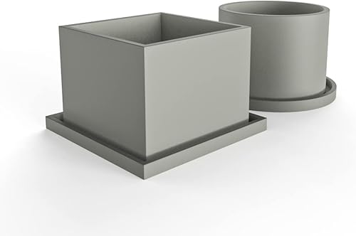 Miniatura 10 de CLIMBBIRD Molde de silicona para maceta de hormigón de gran tamaño para fundición de hormigón, moldes cilíndricos grandes de cemento con bandeja,