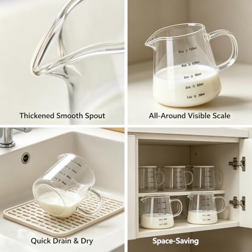 Vaso medidor de vidrio de 150ml/250ml transparente miniatura 3