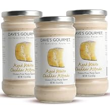Daves Gourmet Aged White Cheddar Alfredo Pasta Sauce, Rich & Creamy Flavor, Ideal for White Pizza, Enchiladas & More, Gluten-Free, 15 oz Jar, 3-Pack