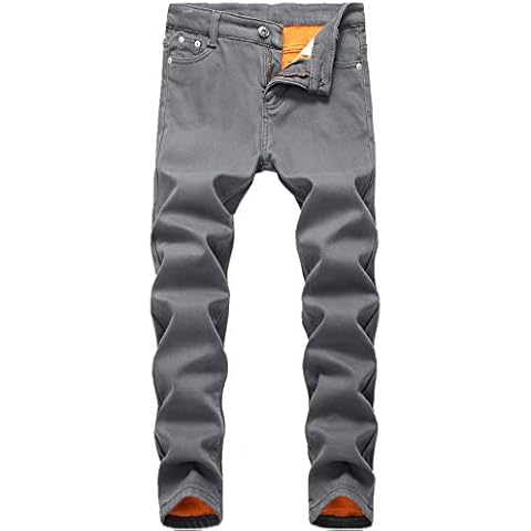 FREDD MARSHALL Boy's Dark Grey Thermal Fleece Lined Winter Slim Fit Thicken Stretch Jeans Cover