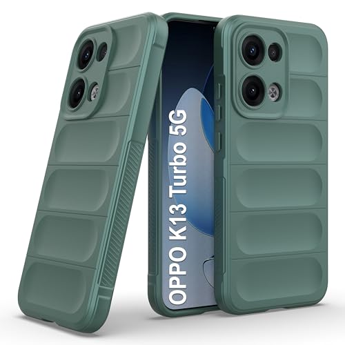 Image of Zapcase Back Case Cover for Oppo K13 Turbo 5G | Compatible for Oppo K13 Turbo 5G Back Cover | Liquid Silicon Magic Case with Camera Protection | Dark Green