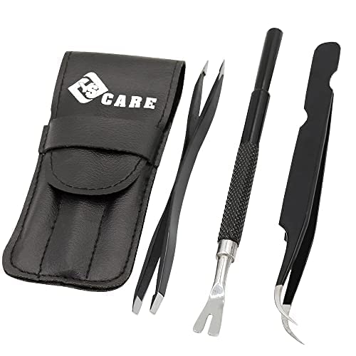YSCARE Juego de 3 tamaños Ganchos para garrapatas Herramientas de Eliminación de Garrapatas Pinzas Gancho para Garrapatas para Mascotas Bolsa de Cuero para Perros Gatos 3 Piezas