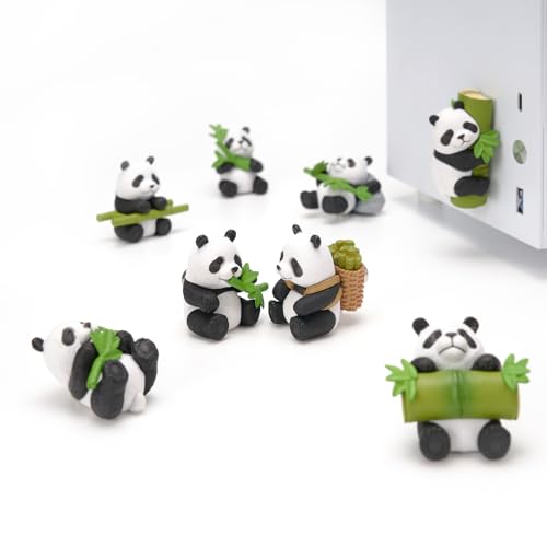 Set de 8 imanes decorativos 3D panda para refrigerador miniatura 3