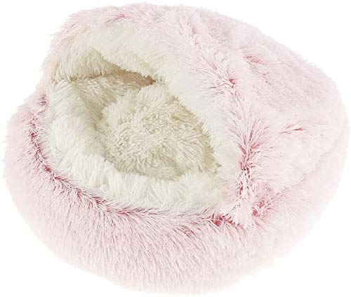 BoruisX - Cómoda cama para mascotas con pelo de felpa y funda extraíble, cómoda cama para gatos, cama de felpa para perros (rosa, 40 x 40 cm)