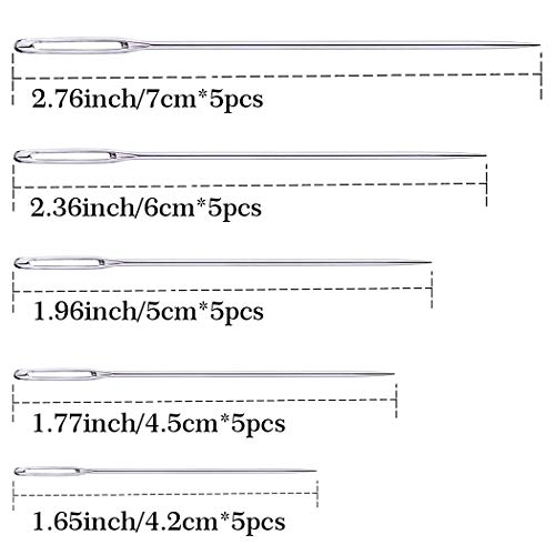 25Pieces Hand Sewing Big Eye Needles Sharp Needle,with Solid Wood Needle Case for - Image 3
